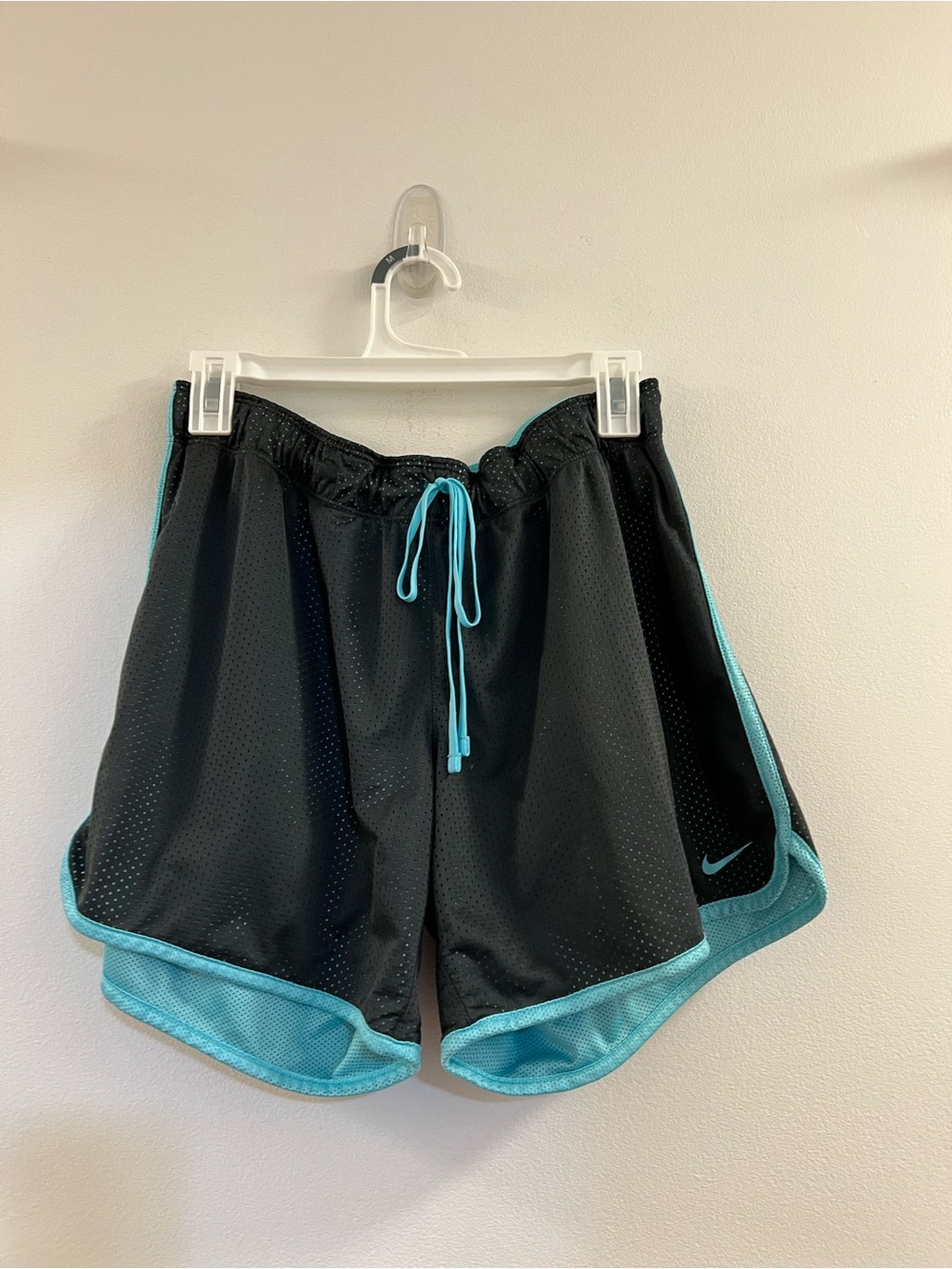 Nike Dri Fit Womens Shorts Size Large Black Turquoise Running Shorts Just Do It